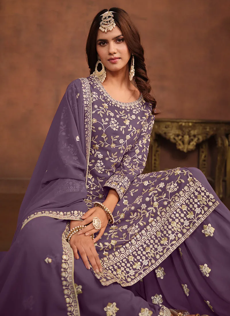 Purple Traditional Georgette Gharara Suit