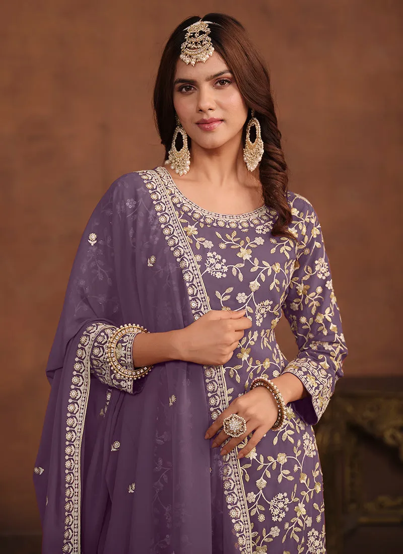 Purple Traditional Georgette Gharara Suit