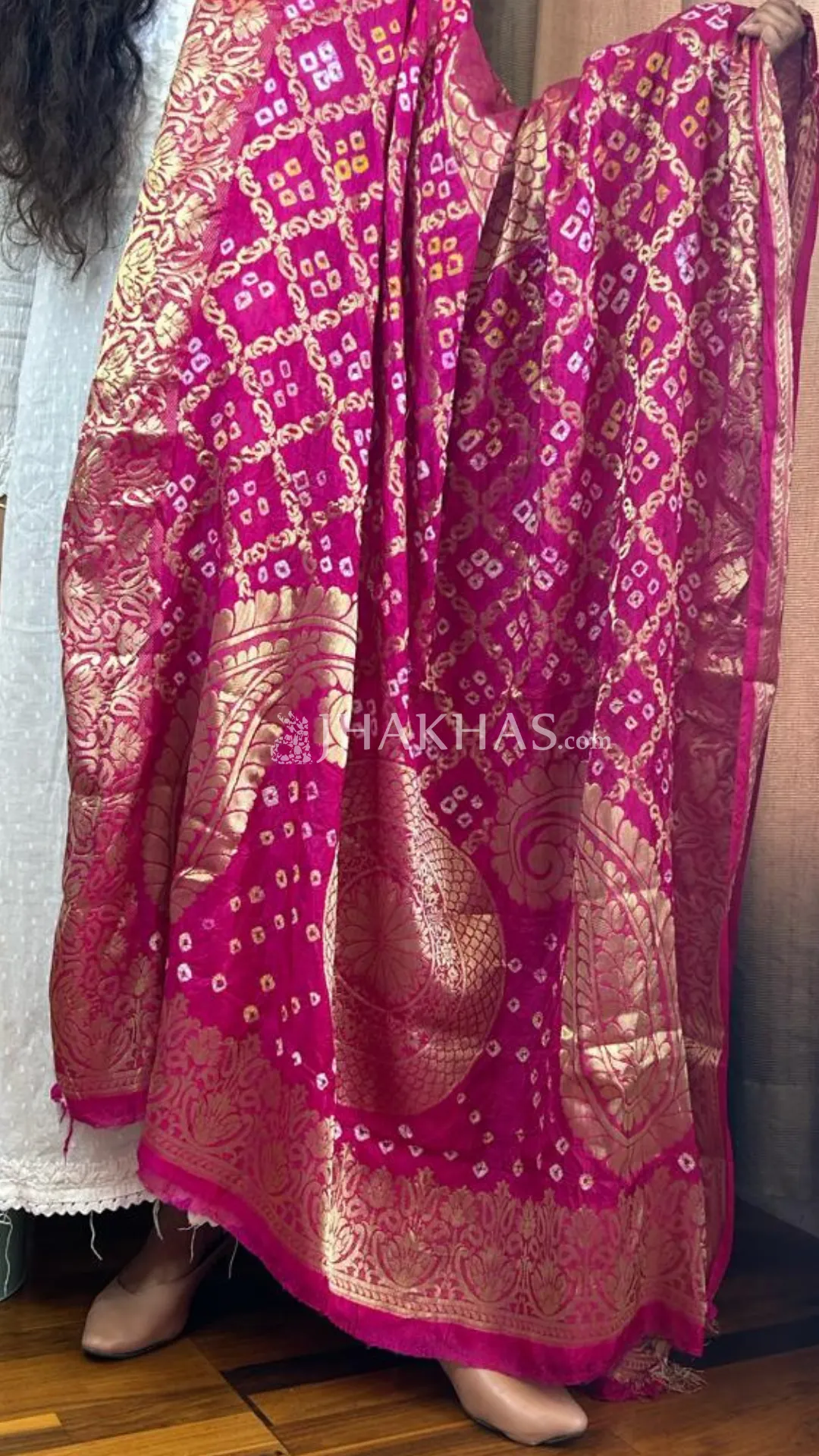 Rani Pink Banarasi Gharchola Soft Silk Dupatta