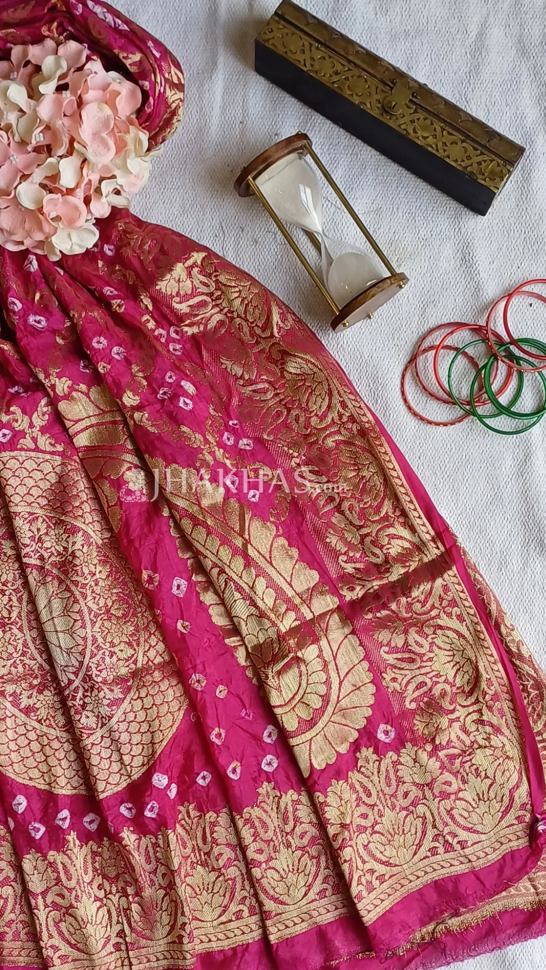 Rani Pink Banarasi Gharchola Soft Silk Dupatta