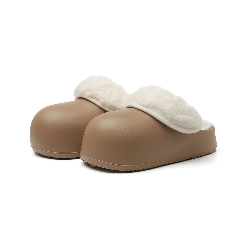 Removable Slippers Winter Waterproof Plush Shoes Household Thick Bottom Detachable Warm Fuzzy Home Slippers Bedroom House Shoes Women