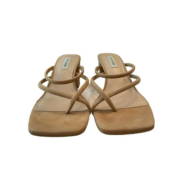 Revolve Steve Madden Effie Block Heel Square Toe Strappy Suede Tan Nubuck 10