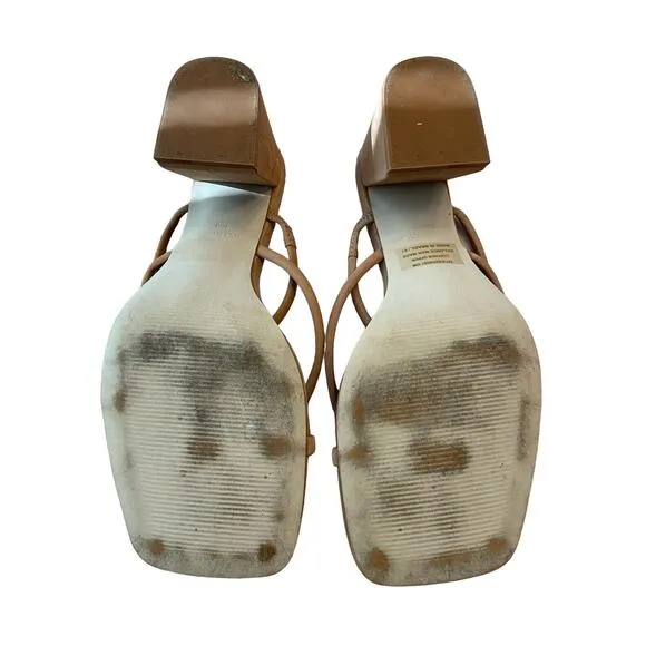 Revolve Steve Madden Effie Block Heel Square Toe Strappy Suede Tan Nubuck 10