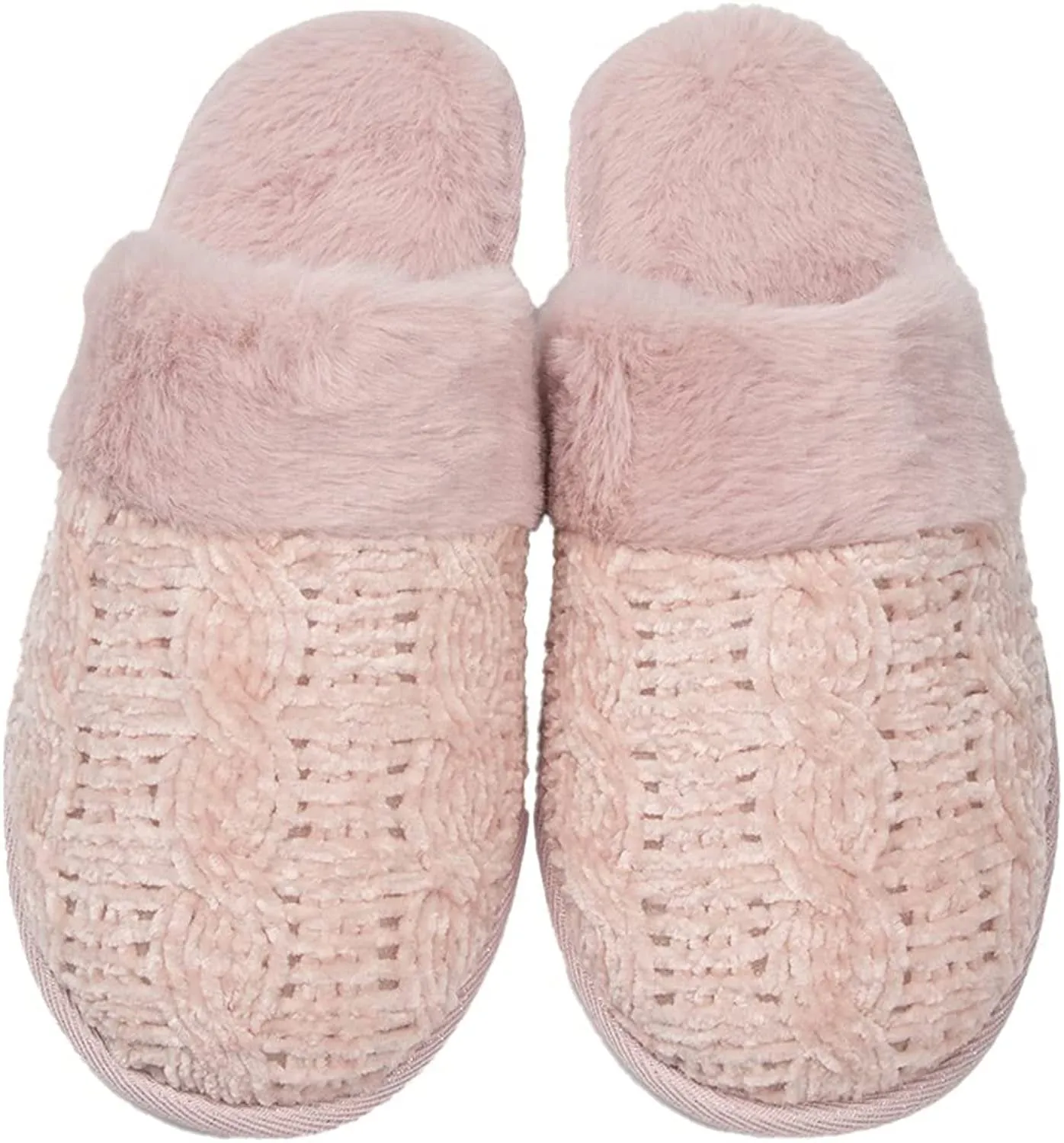 Roxoni Clog Sandals for Women – Fur Trim Slippers – Sweater Knit Slippers