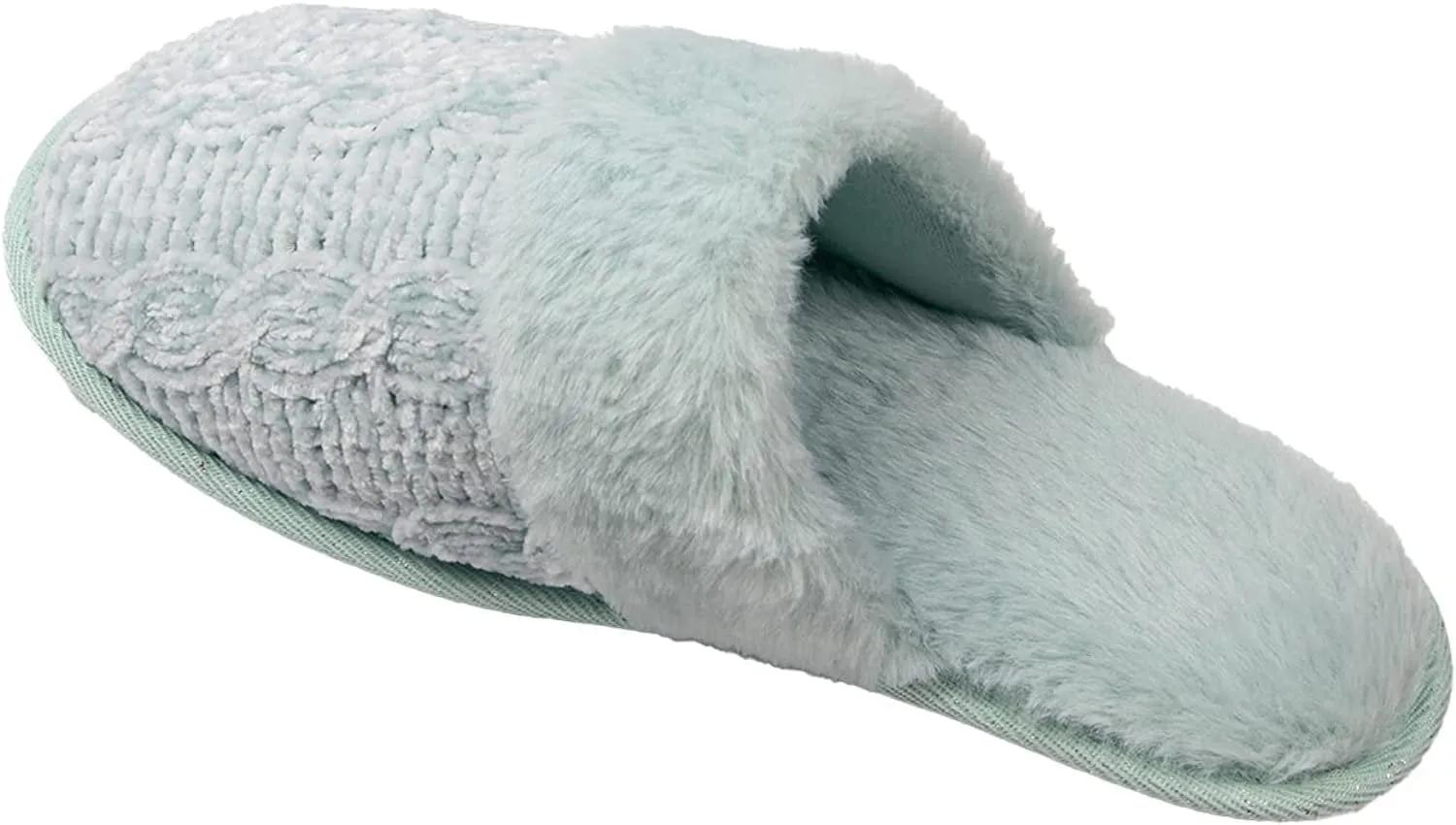 Roxoni Clog Sandals for Women – Fur Trim Slippers – Sweater Knit Slippers
