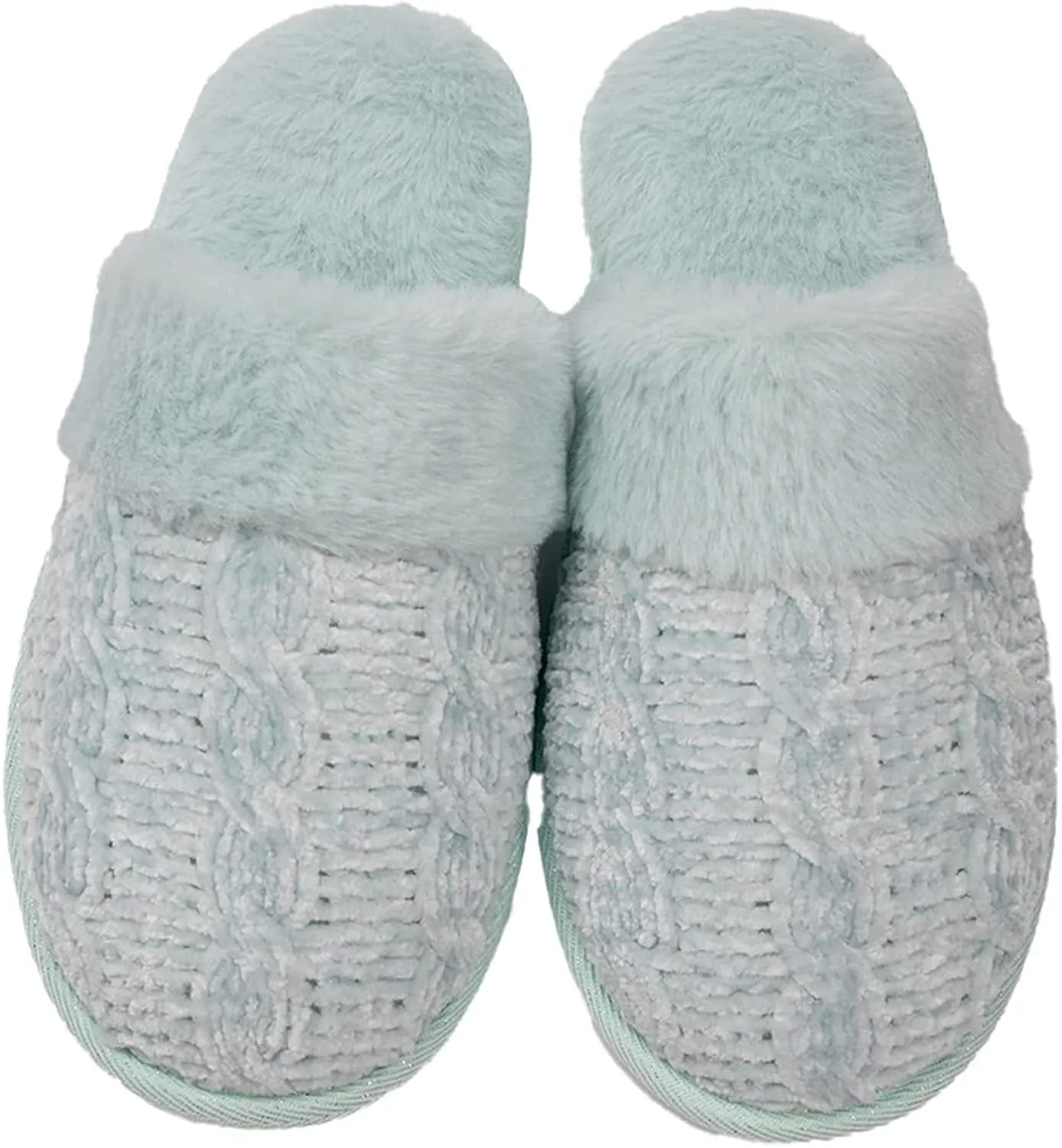 Roxoni Clog Sandals for Women – Fur Trim Slippers – Sweater Knit Slippers