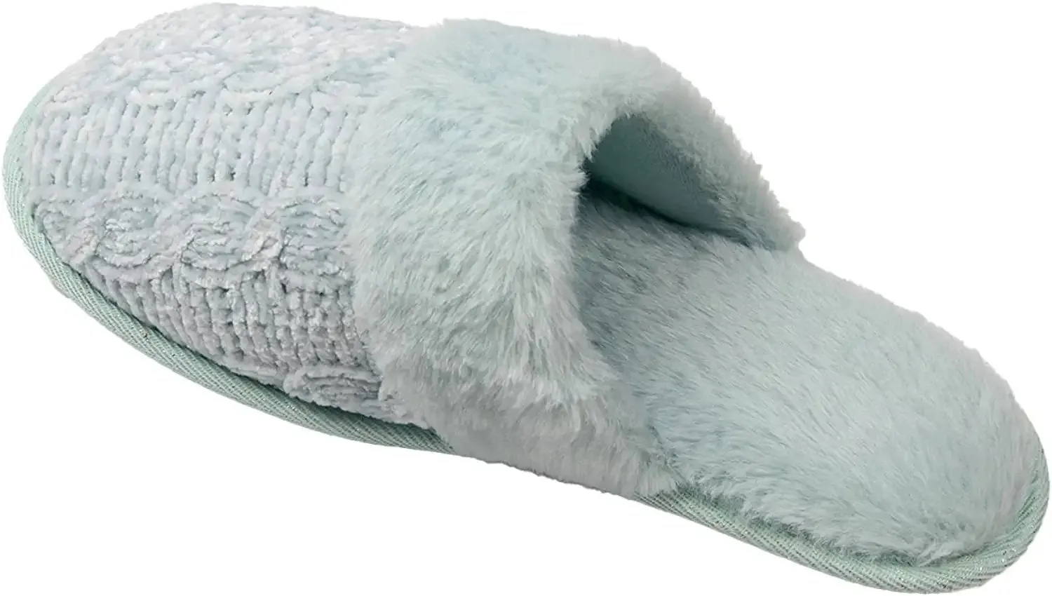 Roxoni Clog Sandals for Women – Fur Trim Slippers – Sweater Knit Slippers