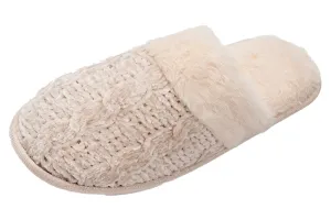 Roxoni Clog Sandals for Women – Fur Trim Slippers – Sweater Knit Slippers