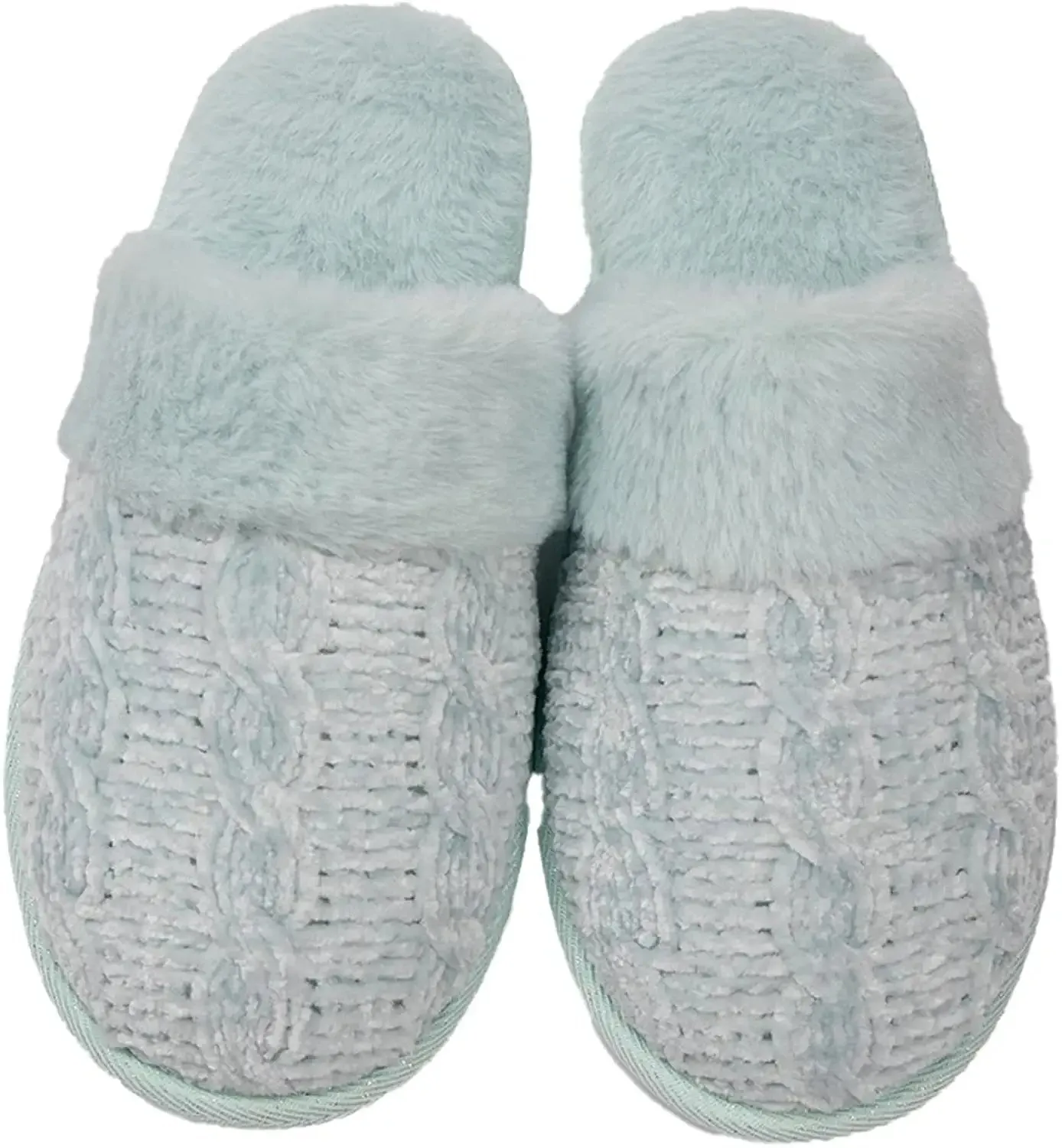 Roxoni Clog Sandals for Women – Fur Trim Slippers – Sweater Knit Slippers