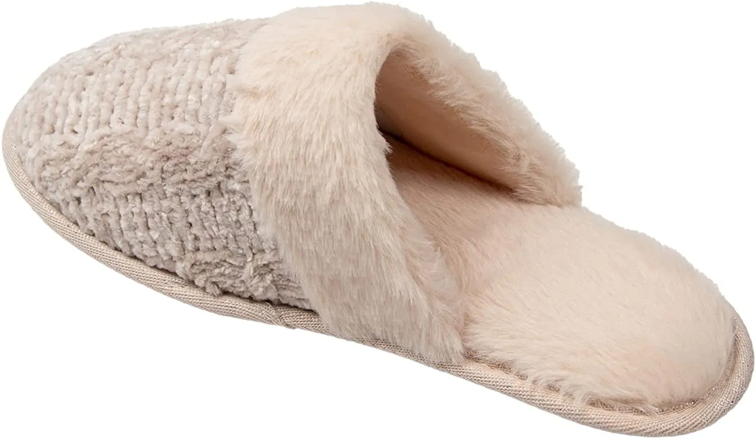 Roxoni Clog Sandals for Women – Fur Trim Slippers – Sweater Knit Slippers