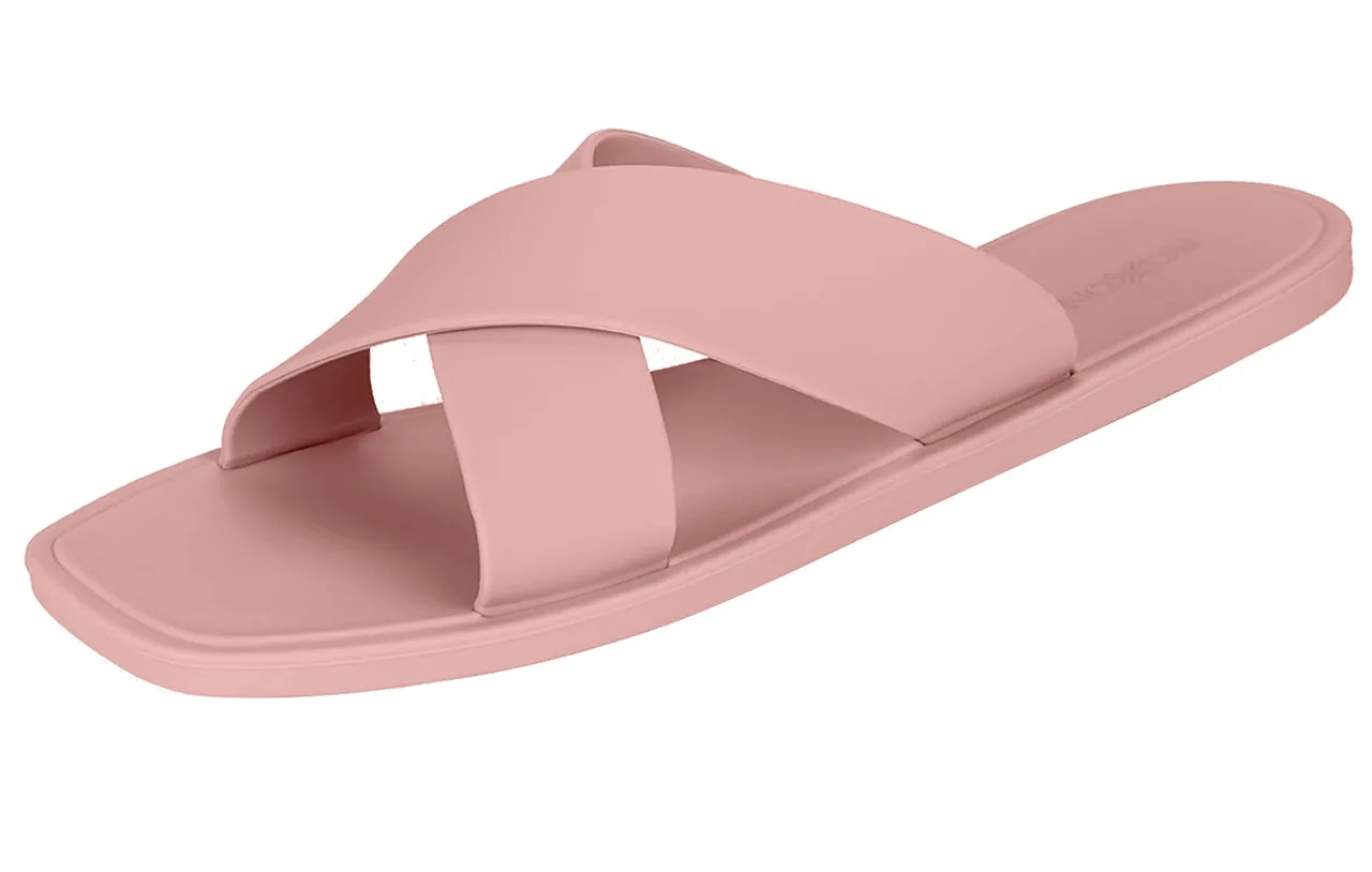 ROXONI Women Slippers Shower Pool Sandals Criss Cross Bathroom Quick Drying Slippers