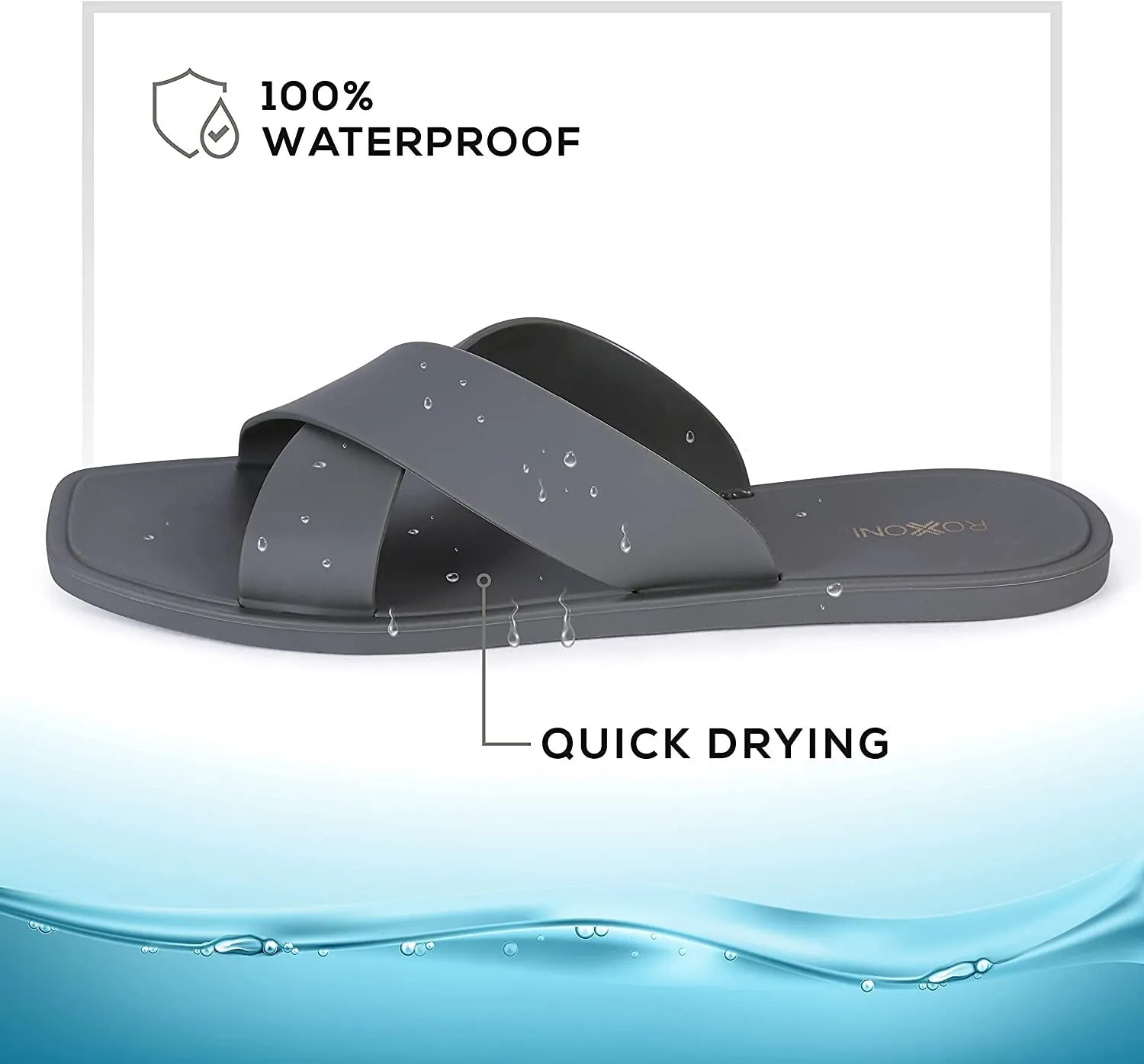 ROXONI Women Slippers Shower Pool Sandals Criss Cross Bathroom Quick Drying Slippers