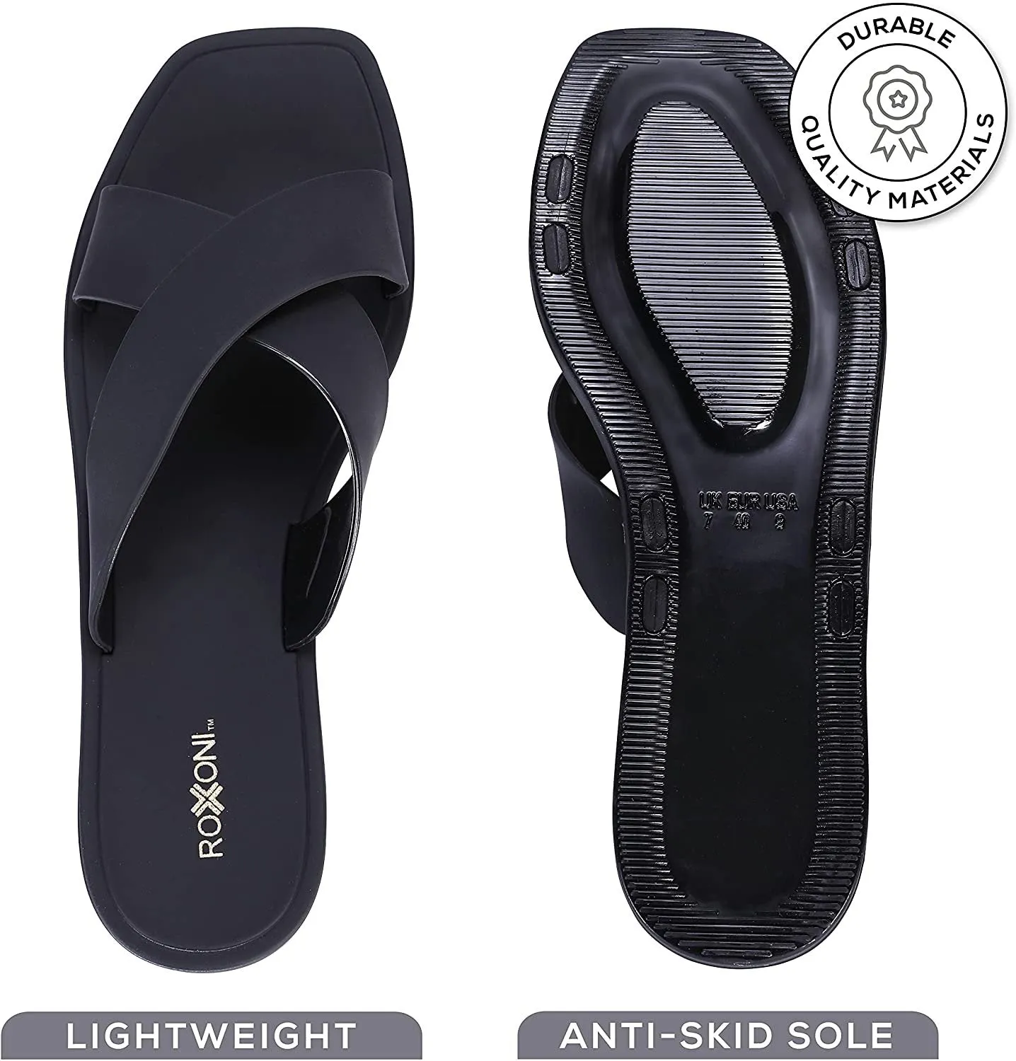 ROXONI Women Slippers Shower Pool Sandals Criss Cross Bathroom Quick Drying Slippers