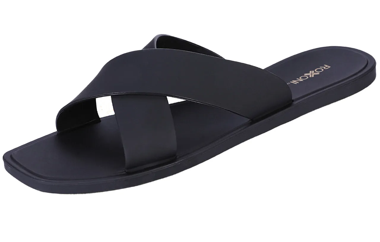 ROXONI Women Slippers Shower Pool Sandals Criss Cross Bathroom Quick Drying Slippers