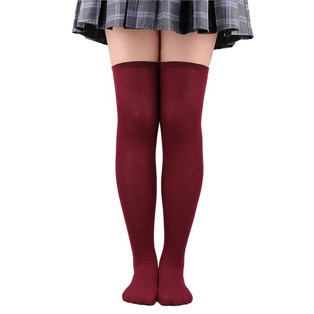 Sexy Black White Striped Long Socks Women Over Knee Thigh High Socks Over The Knee Stockings For Ladies Girls Warm Knee Socks