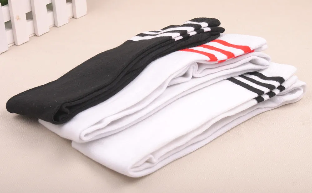 Sexy Black White Striped Long Socks Women Over Knee Thigh High Socks Over The Knee Stockings For Ladies Girls Warm Knee Socks