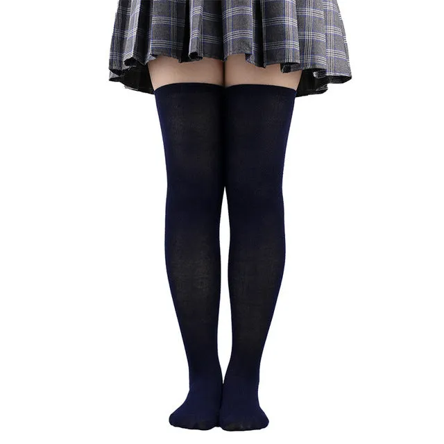 Sexy Black White Striped Long Socks Women Over Knee Thigh High Socks Over The Knee Stockings For Ladies Girls Warm Knee Socks