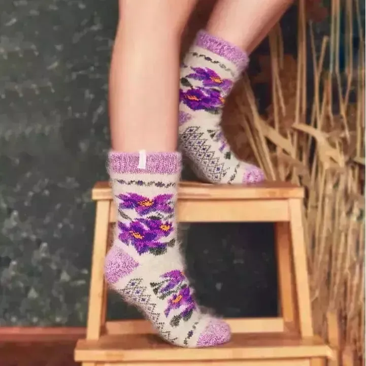 Siberia Spirit Winter Violets Crew Socks