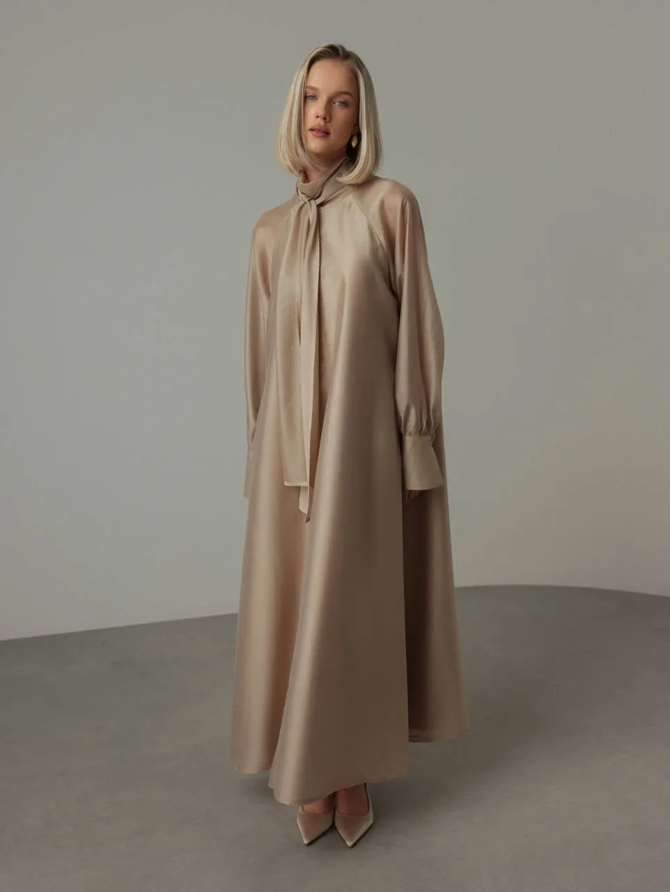 Silk Tie-Neck Maxi Dress