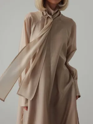 Silk Tie-Neck Maxi Dress