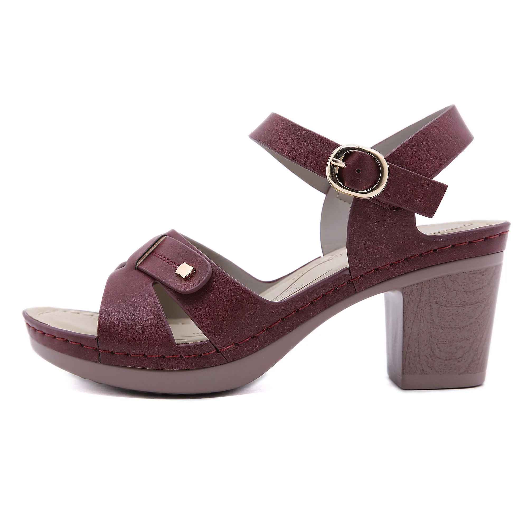 Single Metal Stud Cross Upper Heel Sandals - Siketu