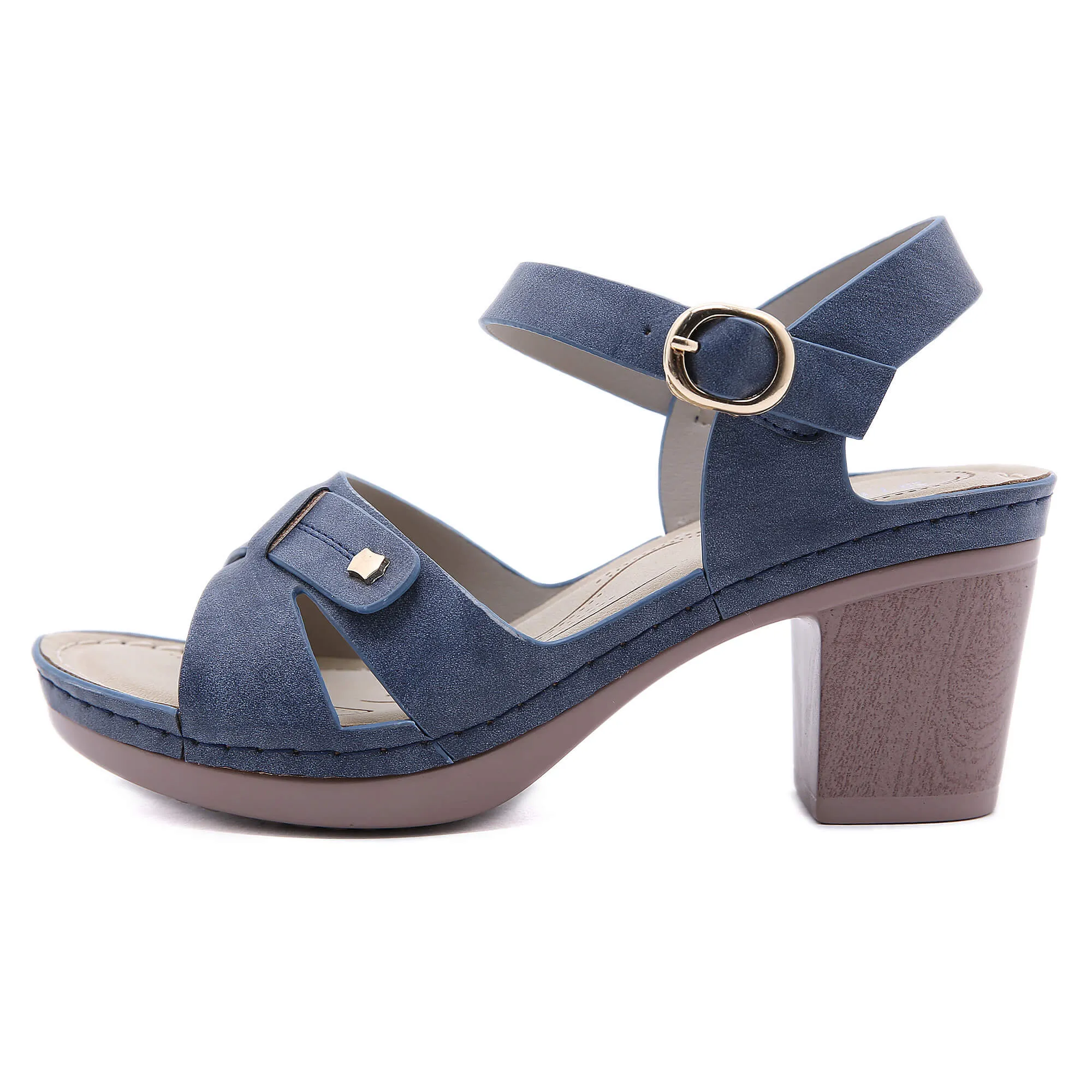 Single Metal Stud Cross Upper Heel Sandals - Siketu