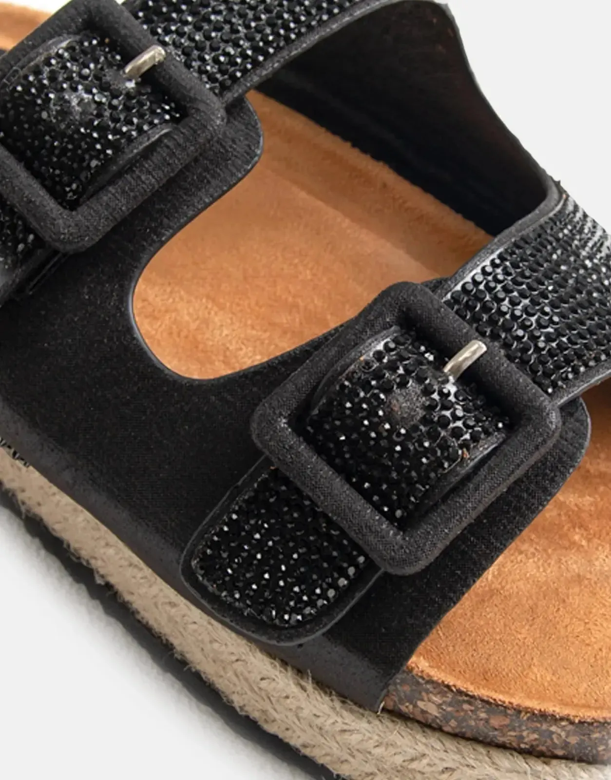 Sissy Boy Double Buckle Espadrille Slide Black