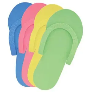Slip-Resistant Disposable Pedicure Slippers - Assorted Colors / 12 Pairs
