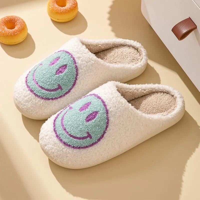 Smiley Printed Plush Slippers