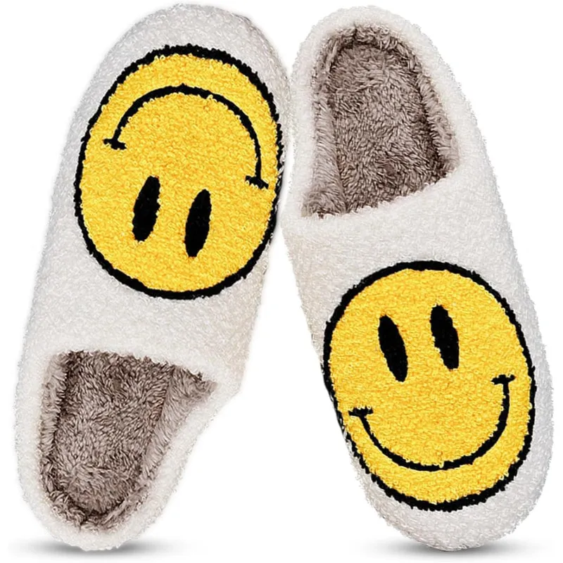 Smiley Printed Plush Slippers