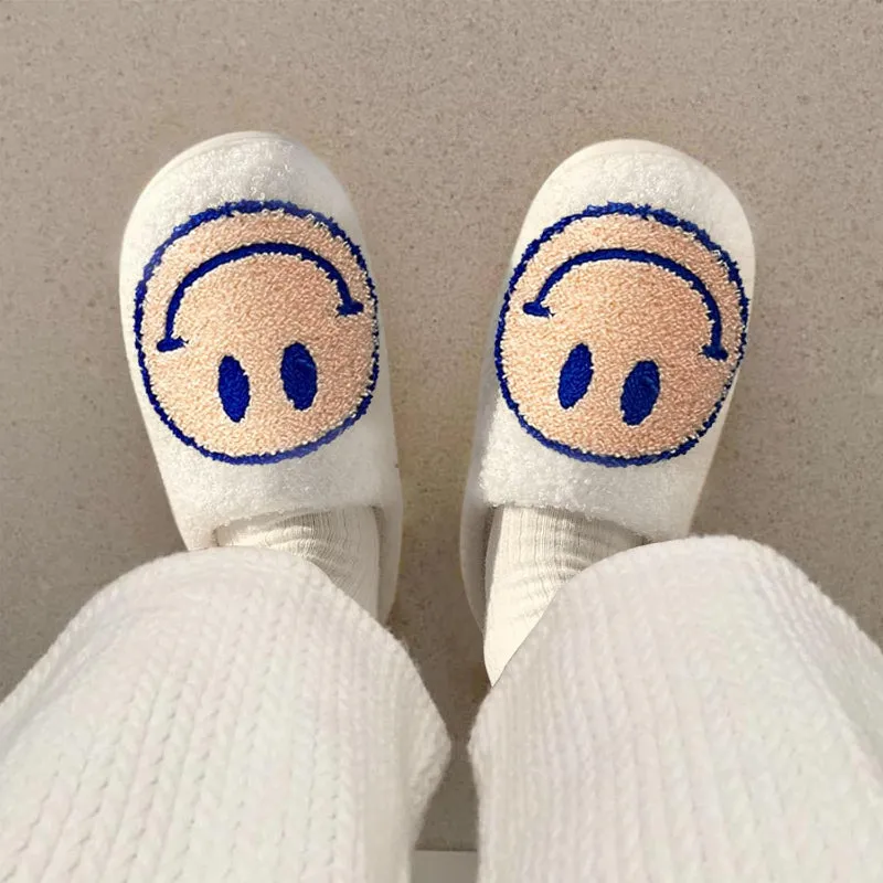 Smiley Printed Plush Slippers