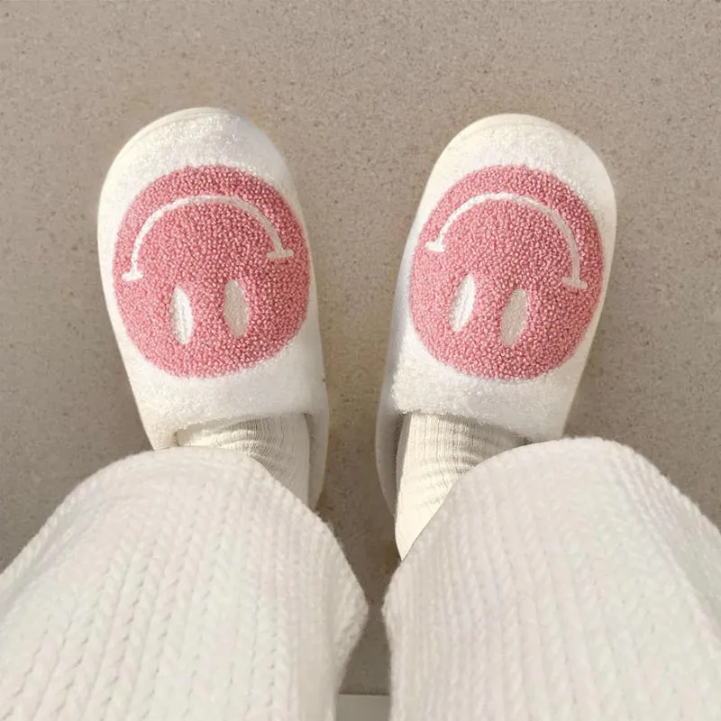 Smiley Printed Plush Slippers