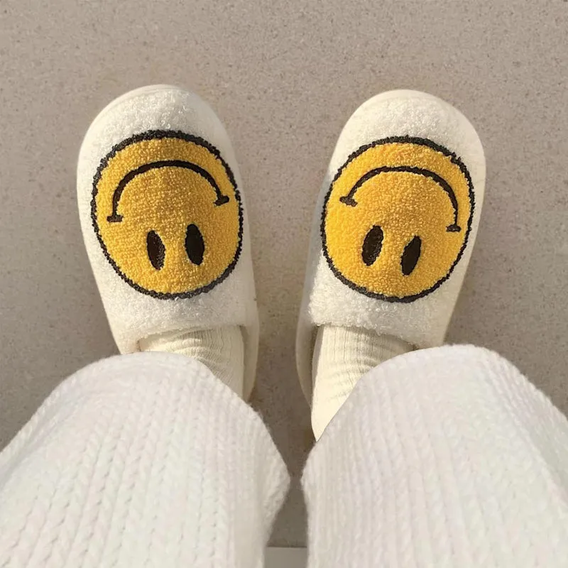 Smiley Printed Plush Slippers