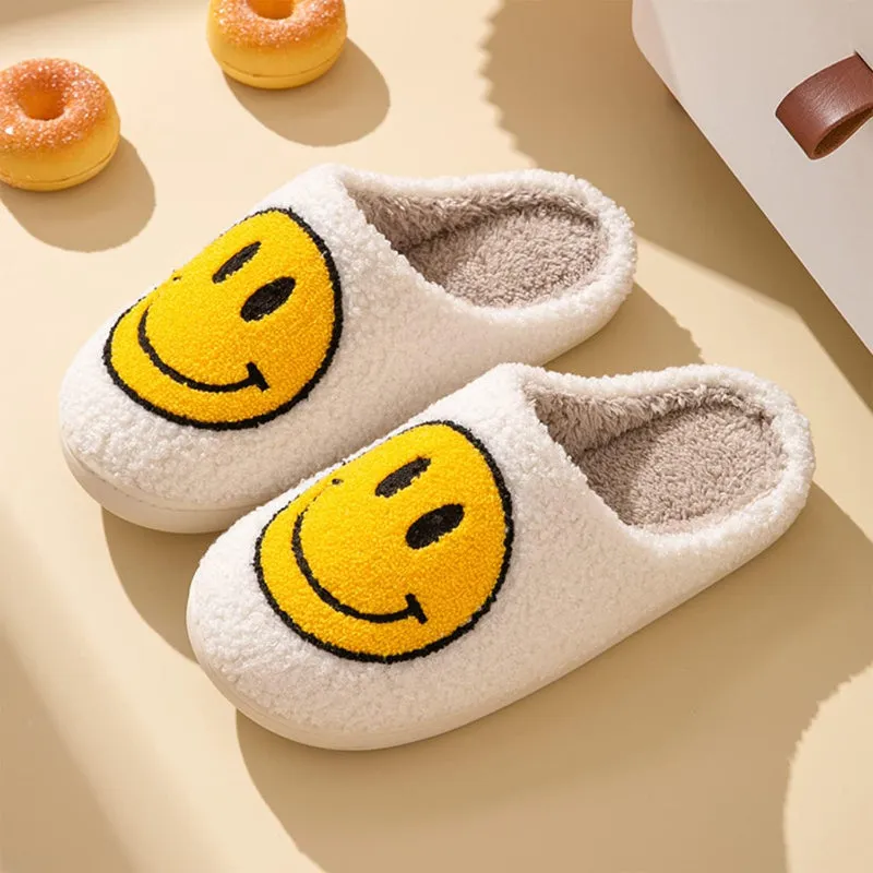 Smiley Printed Plush Slippers