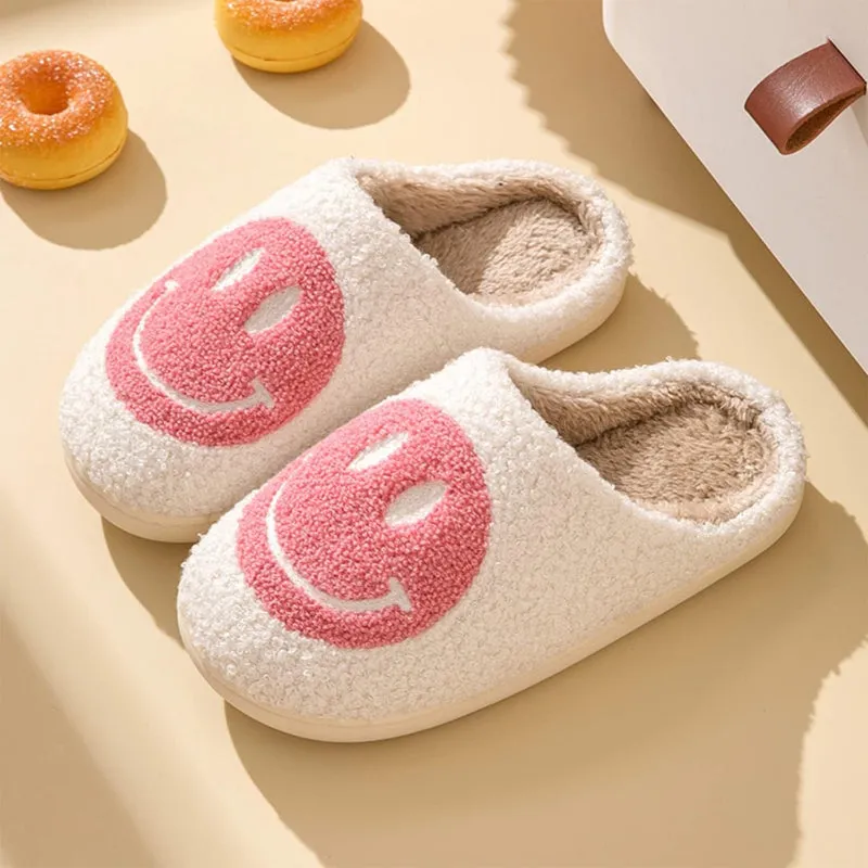 Smiley Printed Plush Slippers