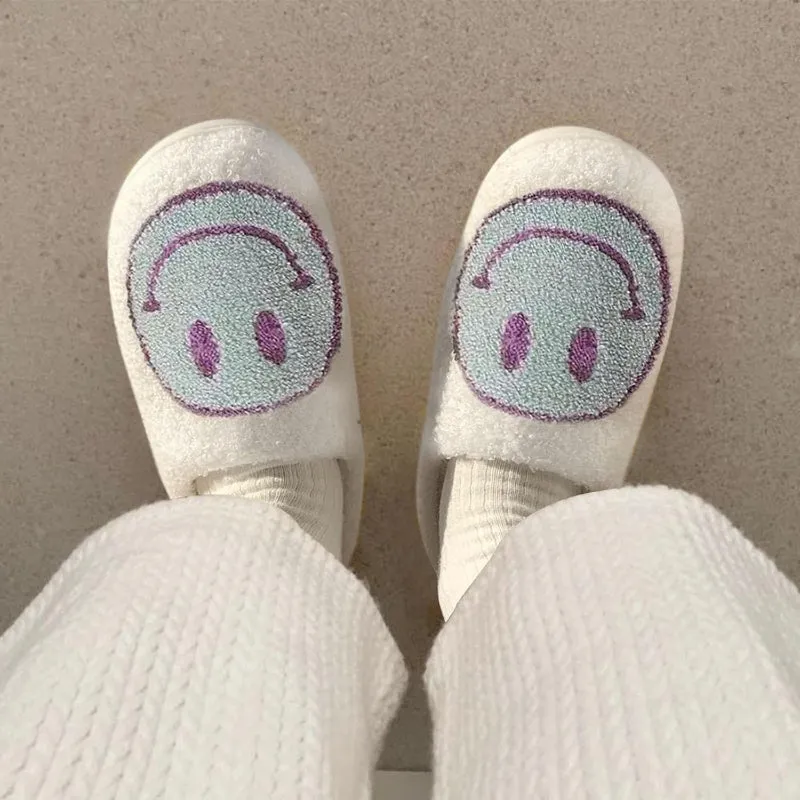 Smiley Printed Plush Slippers