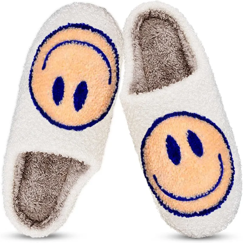Smiley Printed Plush Slippers