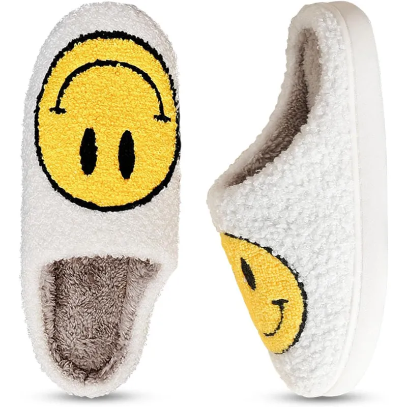 Smiley Printed Plush Slippers