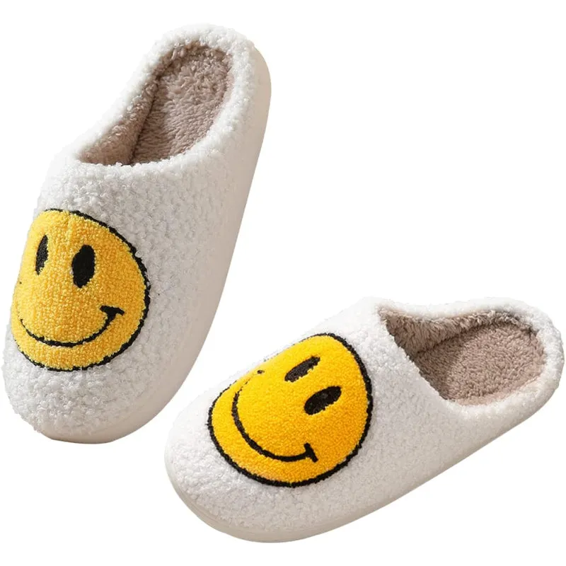 Smiley Printed Plush Slippers