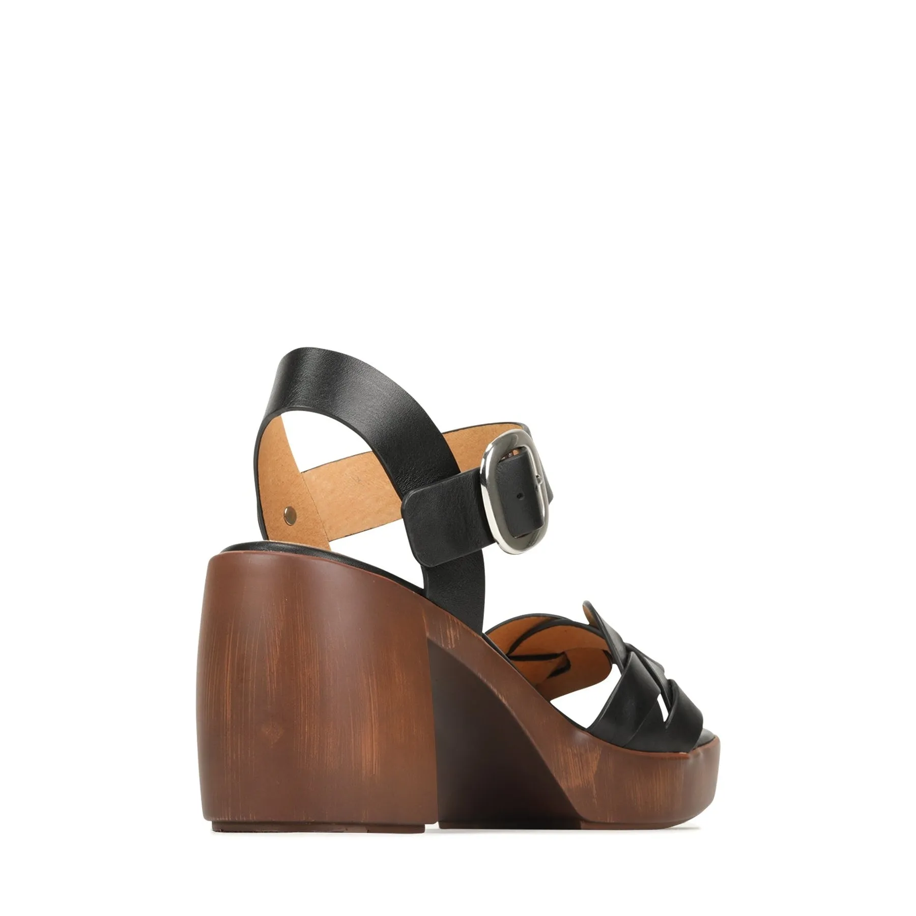 SPIRITED LEATHER BLOCK HEEL SANDALS