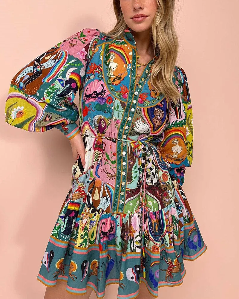 Stefanie® | Printed Lace-up Dress