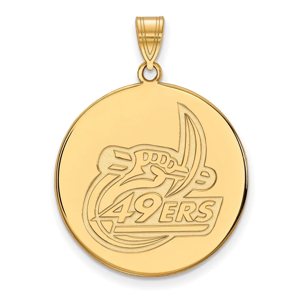 Sterling Silver Gold-plated University of North Carolina at Charlotte 49ers Extra Large Disc Pendant