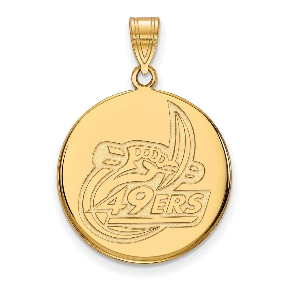 Sterling Silver Gold-plated University of North Carolina at Charlotte 49ers Large Disc Pendant