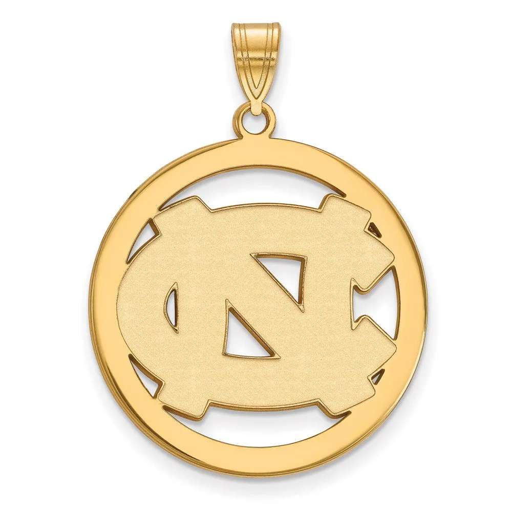 Sterling Silver Gold-plated University of North Carolina N-C Extra Large Circle Pendant
