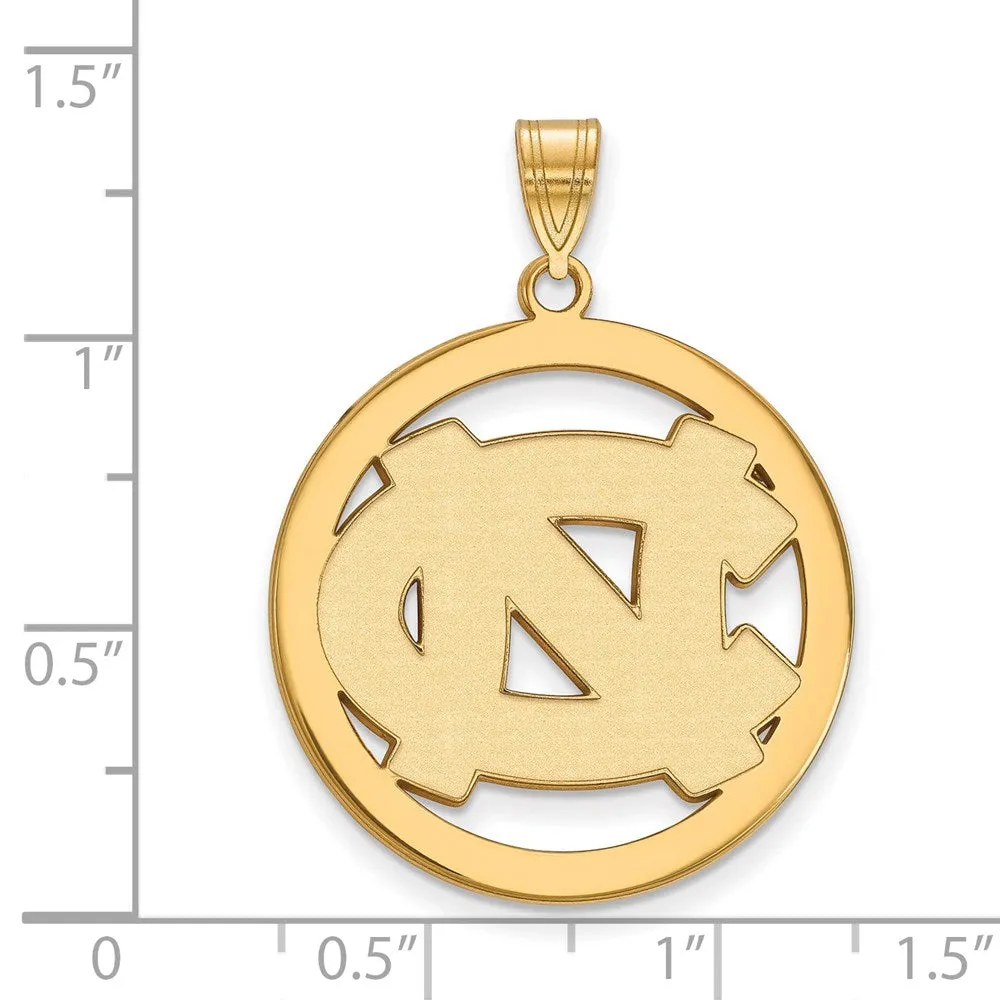 Sterling Silver Gold-plated University of North Carolina N-C Extra Large Circle Pendant