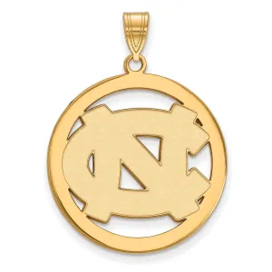 Sterling Silver Gold-plated University of North Carolina N-C Extra Large Circle Pendant