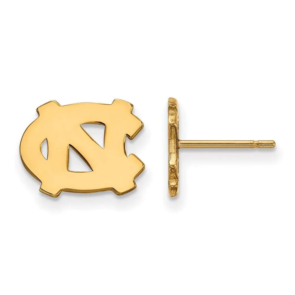 Sterling Silver Gold-plated University of North Carolina N-C Extra Small Post Earrings