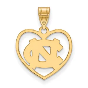 Sterling Silver Gold-plated University of North Carolina N-C Heart Pendant