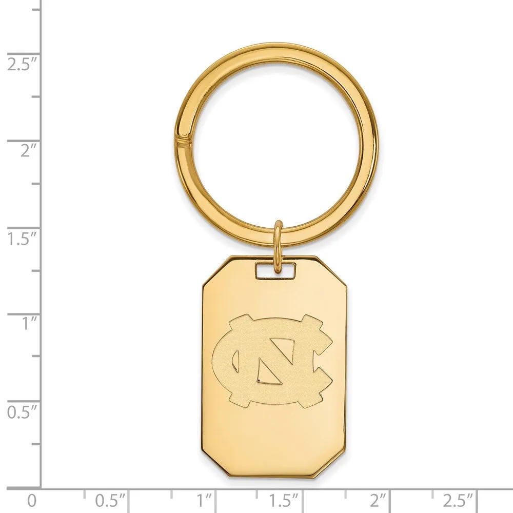 Sterling Silver Gold-plated University of North Carolina N-C Key Ring