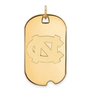 Sterling Silver Gold-plated University of North Carolina N-C Large Dog Tag Pendant